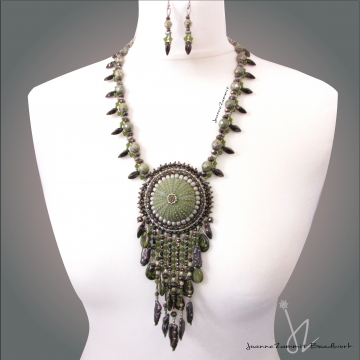 Sea Urchin Necklace with Beaded Fringe